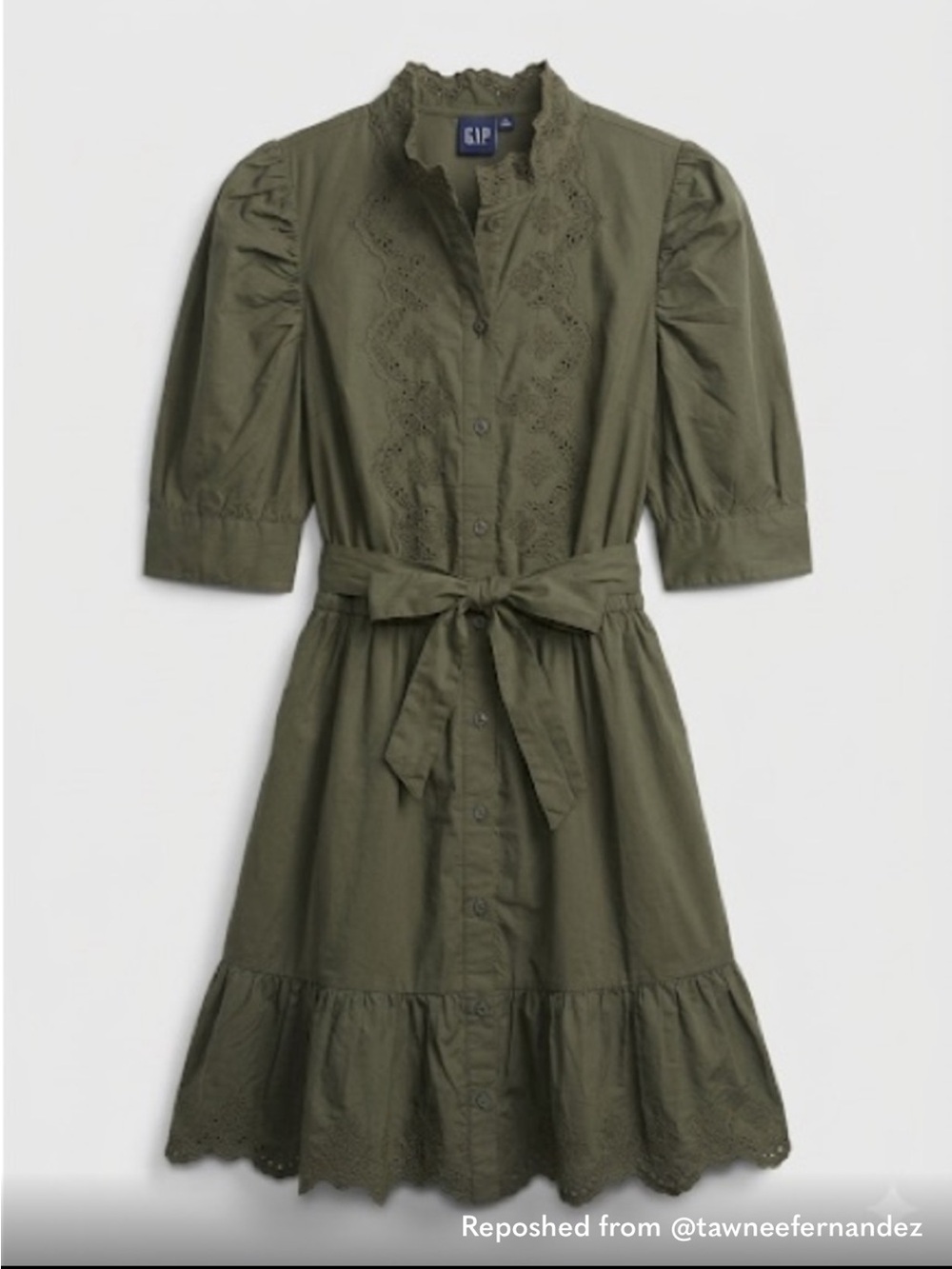 GAP Olive Green Eyelet Mini Dress